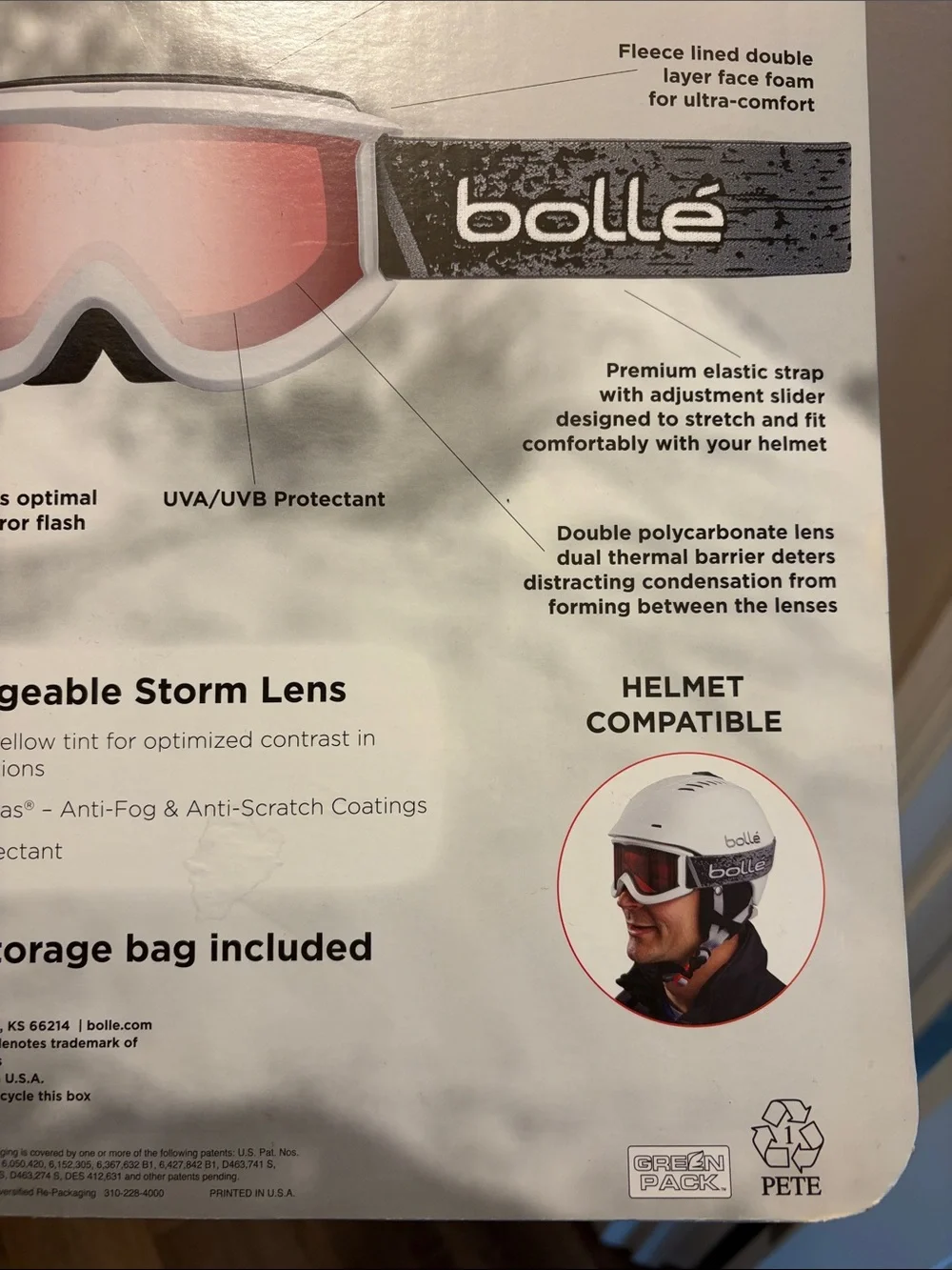 Bile White Snowboard Goggle with Red Mirror Lens and Yellow Replacement Lens